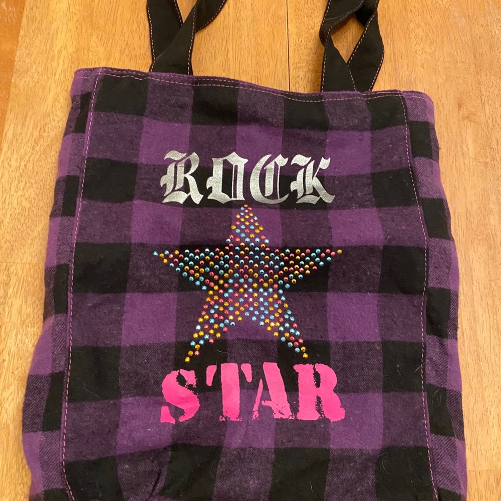 Flannel small tote bag Rock Star very good cond
